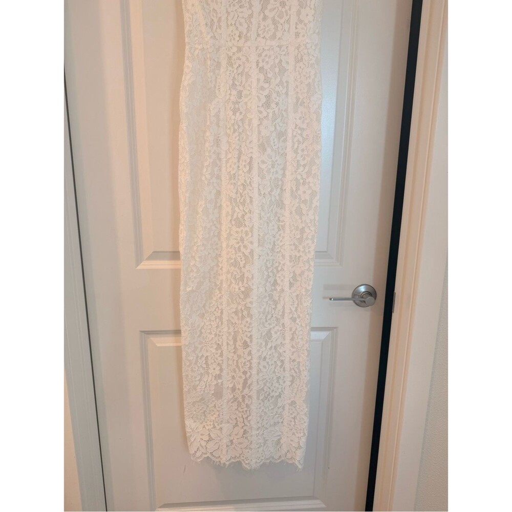🆕 Helsa the lace column white maxi dress w strap, evening party long dress - Picture 7 of 16